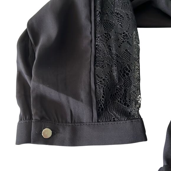 H&M Black Dress Woman Size 8 Silky Polyester Lace Tie Waist Office Casual Date - Picture 4 of 11